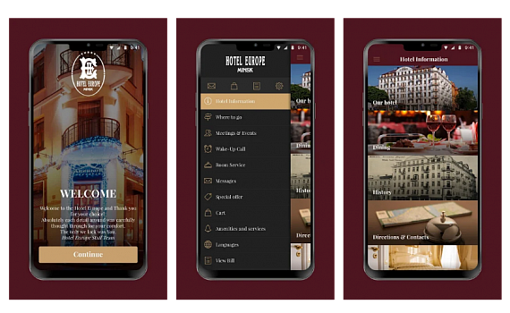 Mobile application of the Hotel Europe